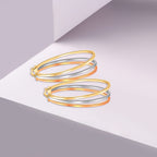 9K Tri Colour Gold 35MM X 43MM Oval Supreme Finish Triple Loop Creole Earrings 3.9 grams