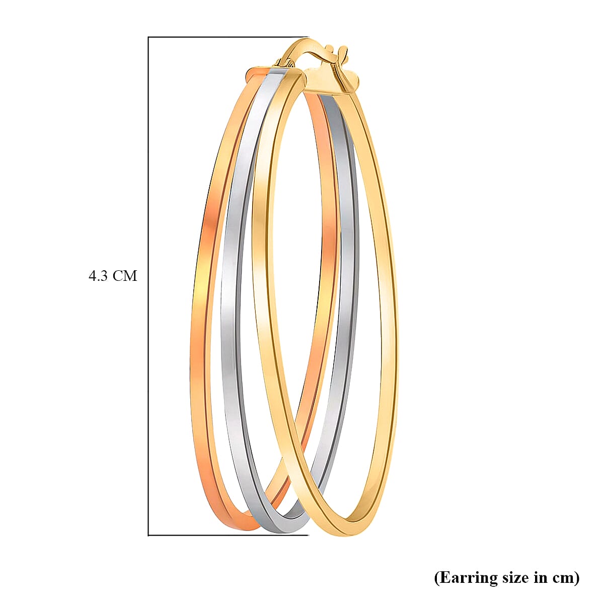 9K Tri Colour Gold 35MM X 43MM Oval Supreme Finish Triple Loop Creole Earrings 3.9 grams 6093007 3