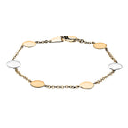 9K Tri Colour Gold 8MM Disc Link Bracelet 7.5 Inch, 3 grams