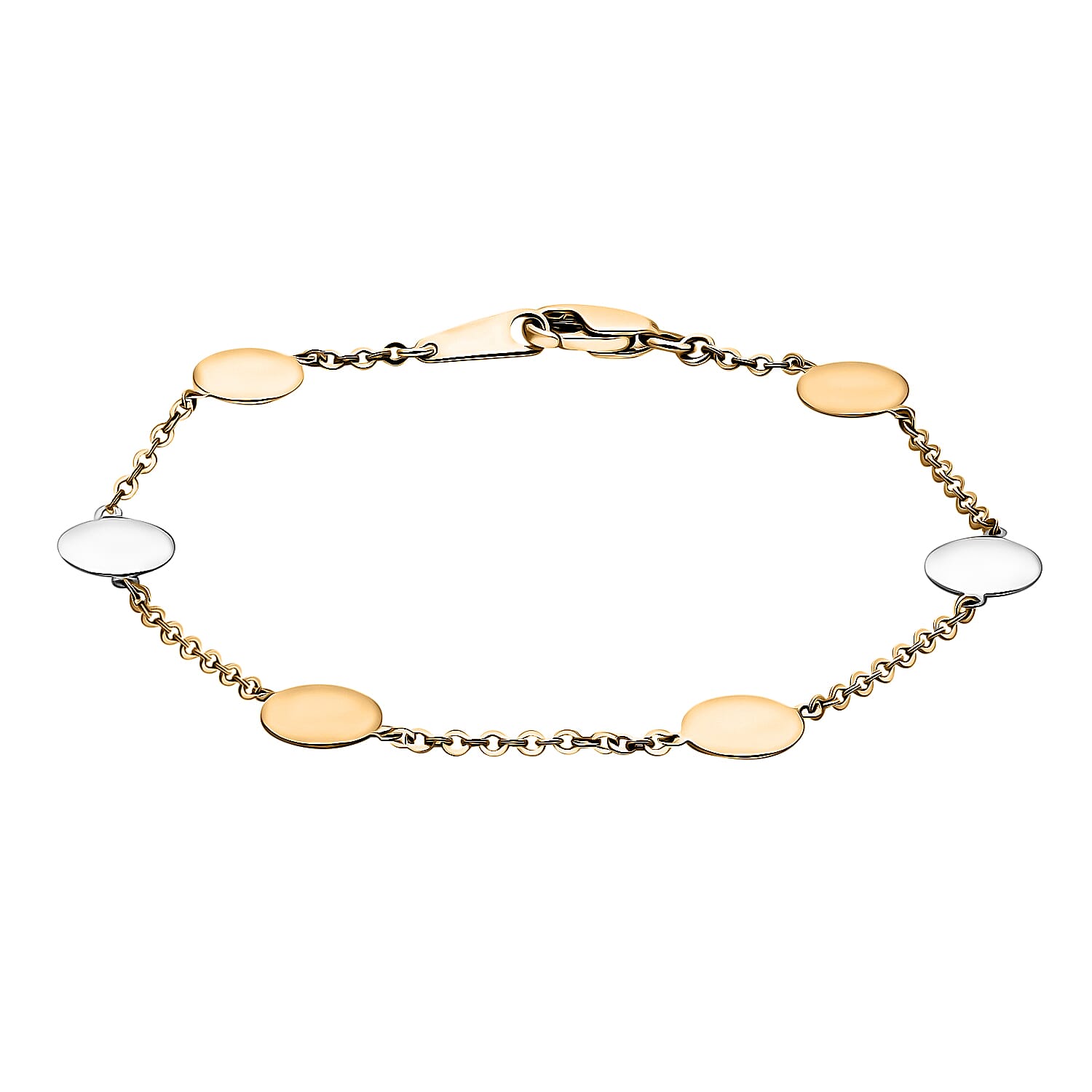 9K Tri Colour Gold 8MM Disc Link Bracelet 7.5 Inch 3 grams 6093042 0