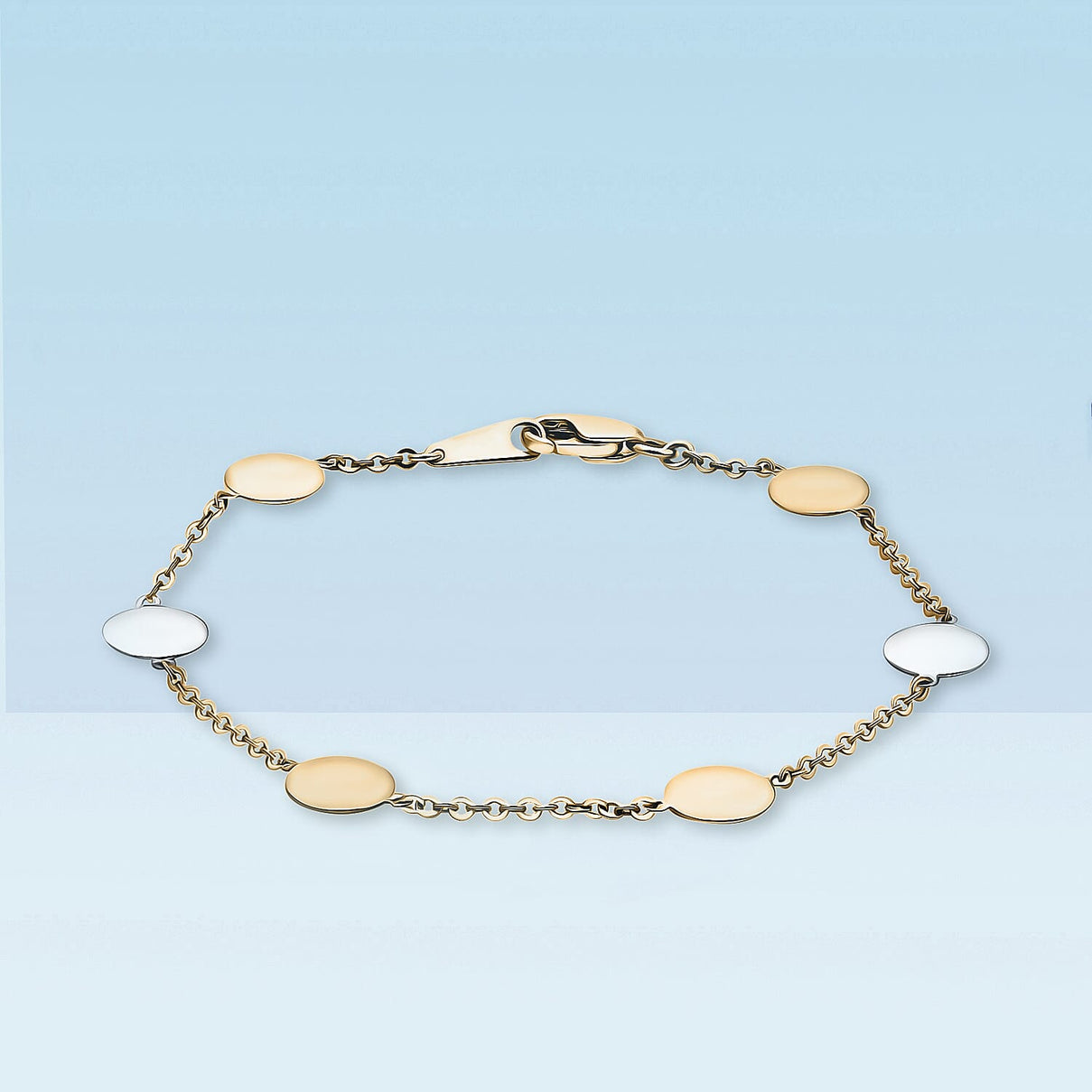 9K Tri Colour Gold 8MM Disc Link Bracelet 7.5 Inch 3 grams 6093042 1