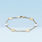 9K Tri Colour Gold 8MM Disc Link Bracelet 7.5 Inch, 3 grams