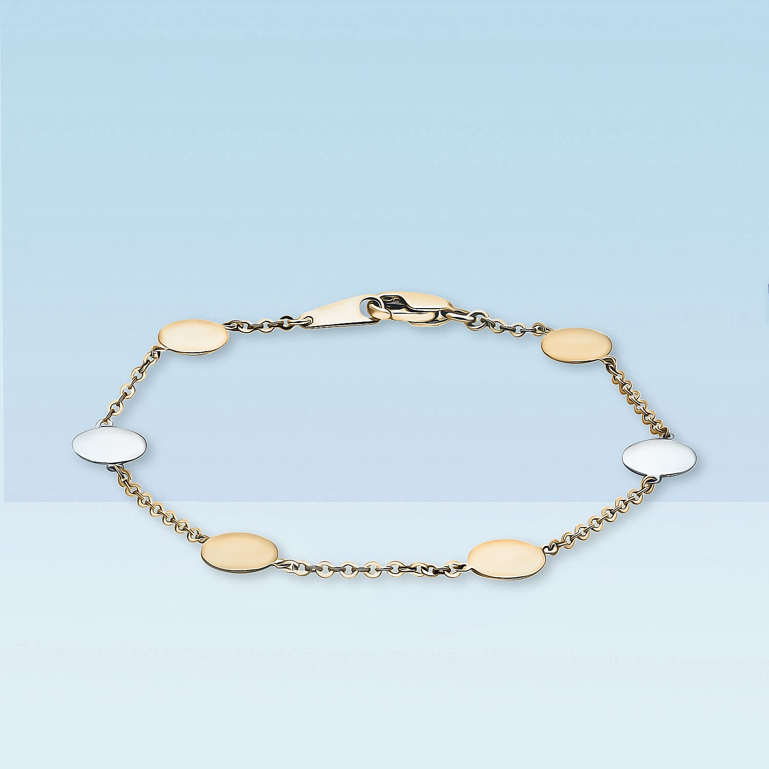 9K Tri Colour Gold 8MM Disc Link Bracelet 7.5 Inch 3 grams 6093042 1