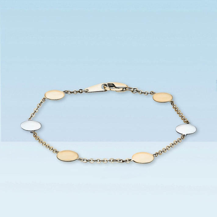 9K Tri Colour Gold 8MM Disc Link Bracelet 7.5 Inch 3 grams 6093042 2