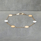 9K Tri Colour Gold 8MM Disc Link Bracelet 7.5 Inch, 3 grams