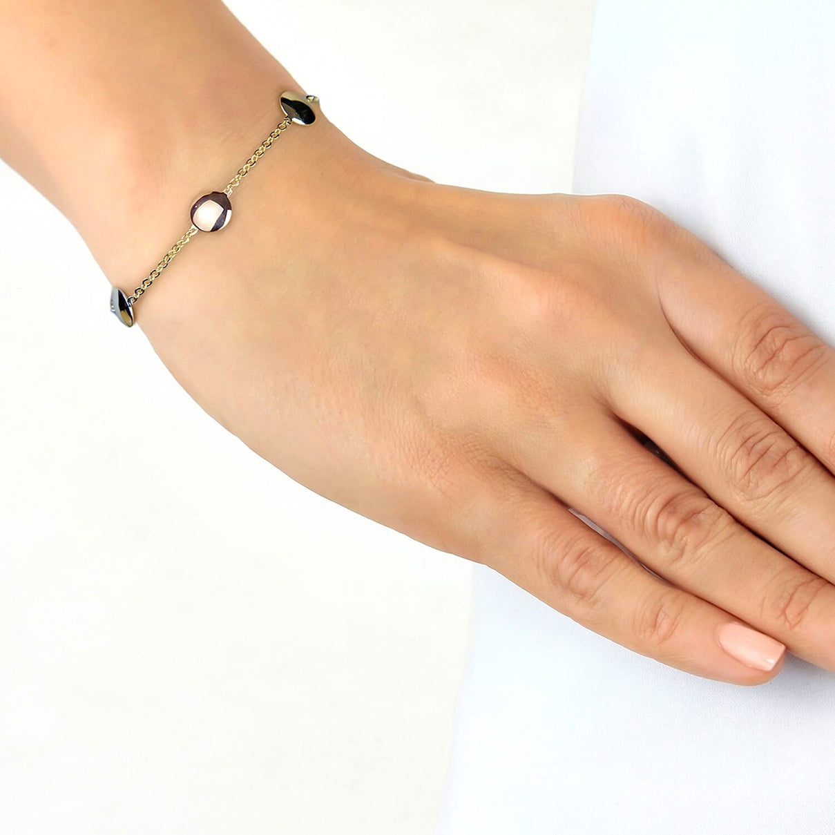 9K Tri Colour Gold 8MM Disc Link Bracelet 7.5 Inch 3 grams 6093042 3