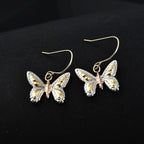 Hatton Garden Closeout - 9K Tri Colour Gold Diamond Cut Butterfly Drop Earring with Hook