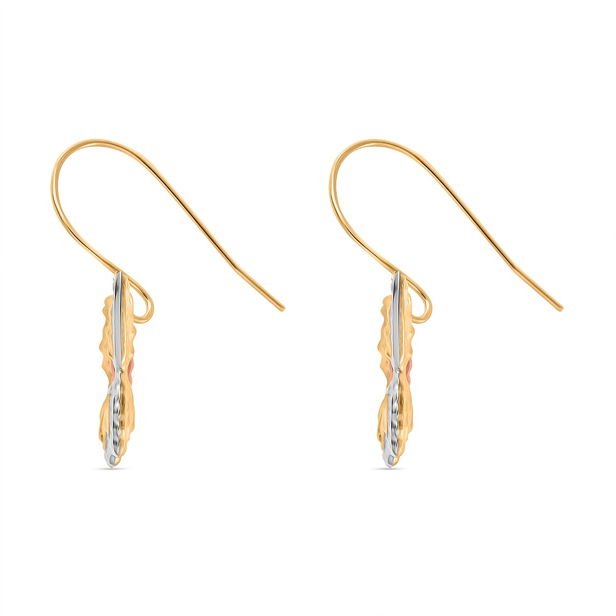 Diamond Cut Butterfly Drop Earring with Hook in 9K Tri Colour Gold 8024969 3