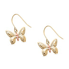 Hatton Garden Closeout - 9K Tri Colour Gold Diamond Cut Butterfly Drop Earring with Hook
