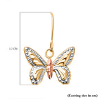 Hatton Garden Closeout - 9K Tri Colour Gold Diamond Cut Butterfly Drop Earring with Hook