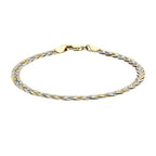 9K Tri Colour Gold High Finish Plait Textured Herringbone Bracelet 7 Inch, 3 grams