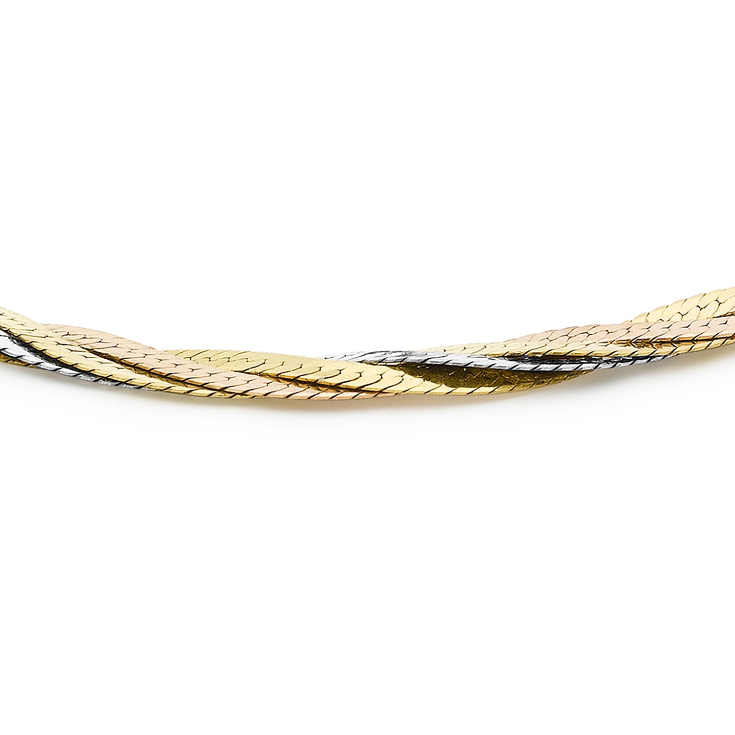 9K Tri Colour Gold Plait Diamond Cut Herringbone Bracelet 7 Inch 4.4 grams 6093025 1