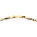 9K Tri Colour Gold Plait Diamond Cut Herringbone Bracelet 7 Inch, 4.4 grams