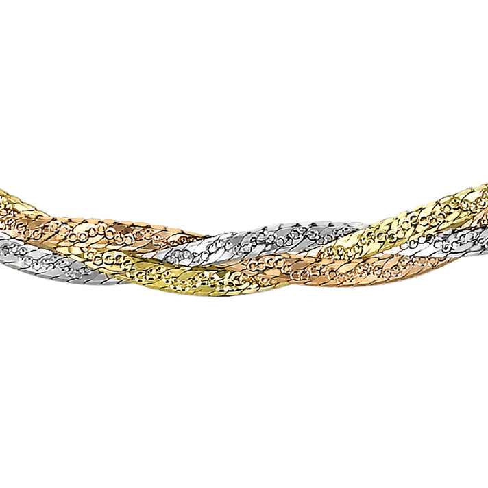9K Tri Colour Gold Plait Diamond Cut Herringbone Necklace 17 Inch 3.5 grams 6093122 1