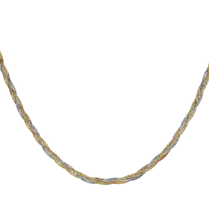 9K Tri Colour Gold Plait Diamond Cut Herringbone Necklace 17 Inch 3.5 grams 6093122 2