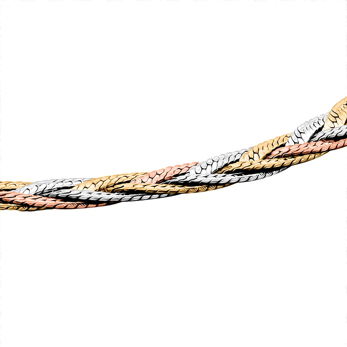 9K Tri Colour Gold Triple Plait Diamond Cut Herringbone Bracelet 7.5 Inch 1.8 grams 6093043 3