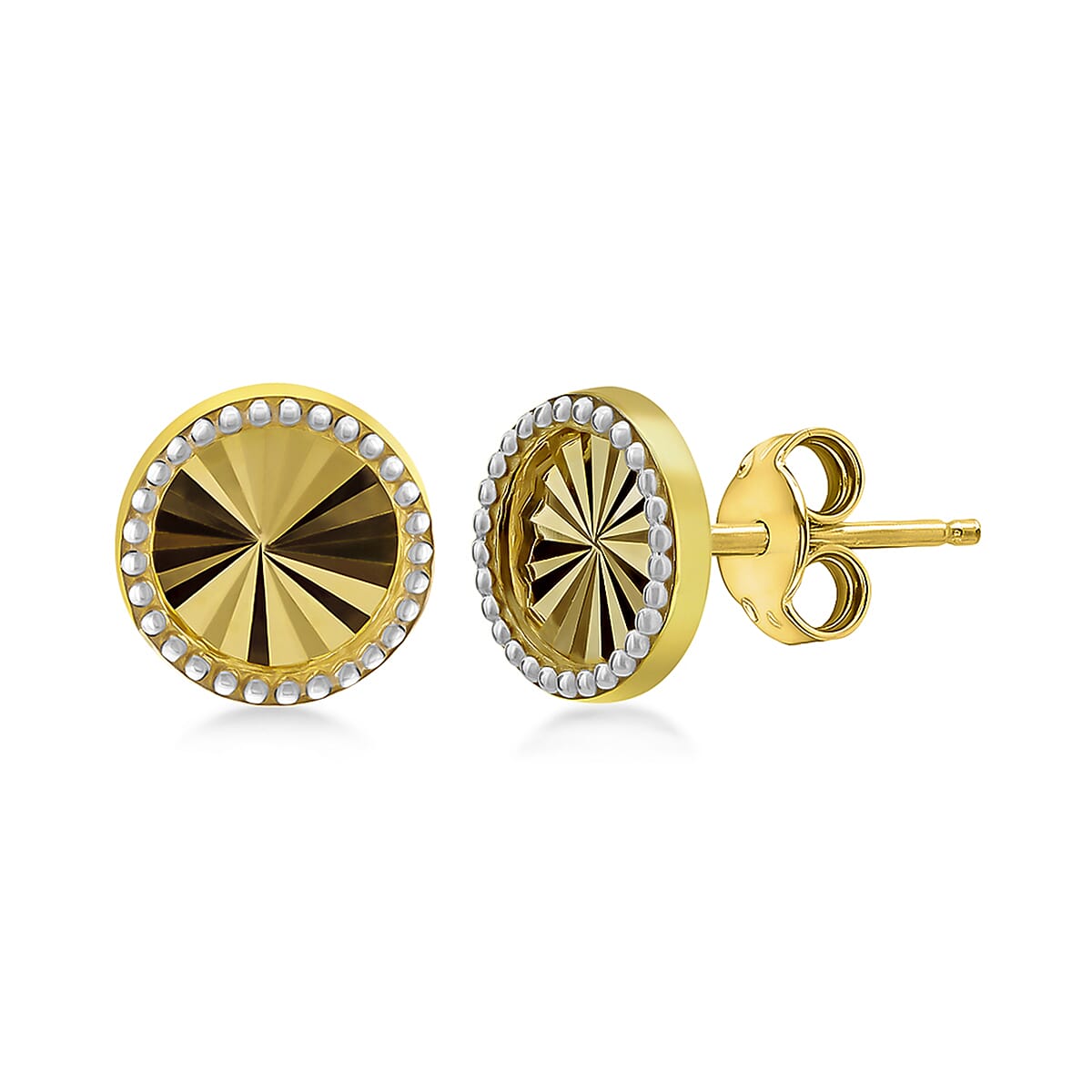 9K Two Colour 6mm Sunray Stud Earrings 7190214 0