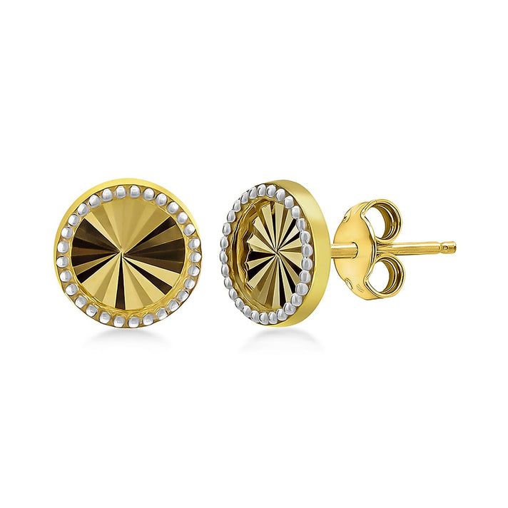 9K Two Colour 6mm Sunray Stud Earrings 7190214 1