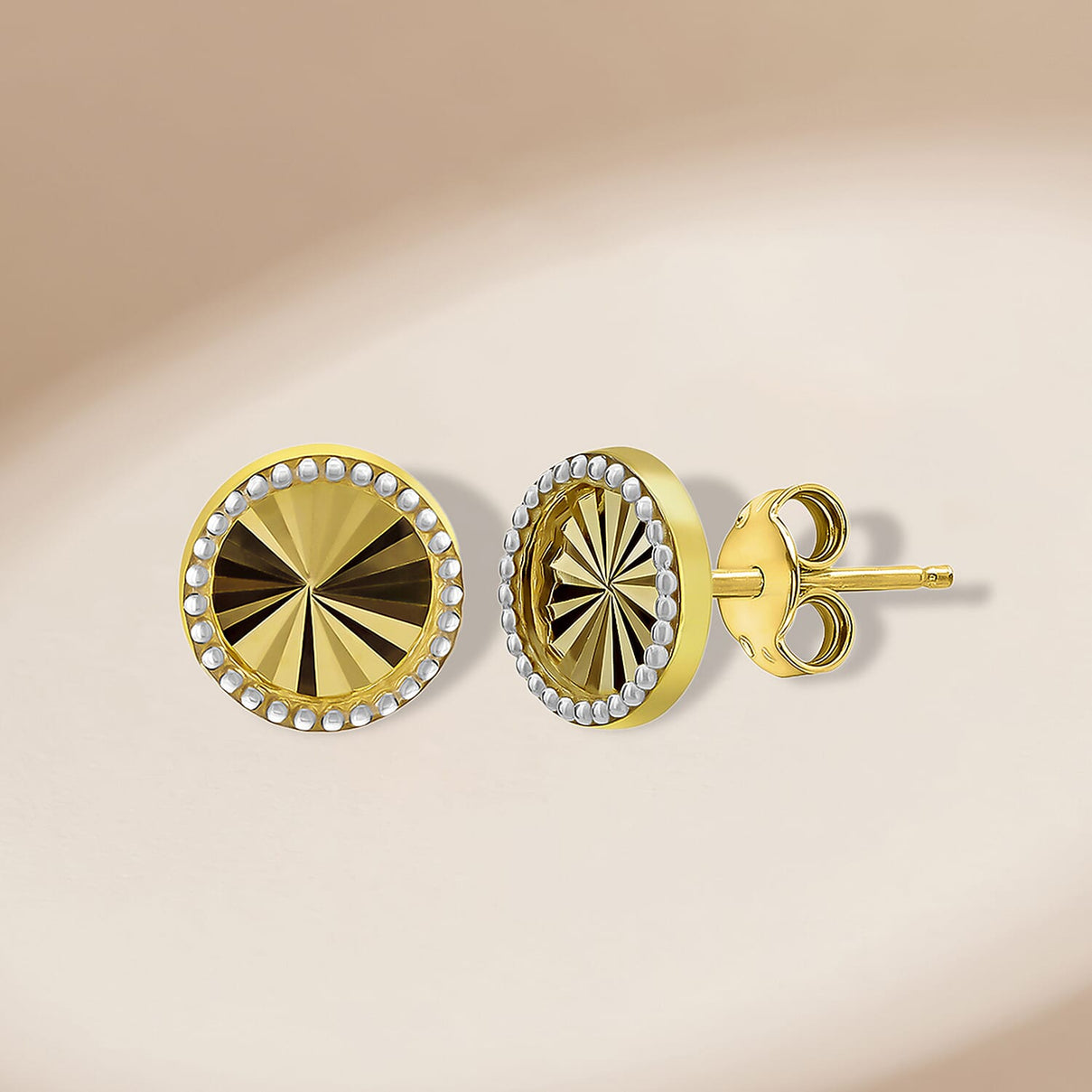 9K Two Colour 6mm Sunray Stud Earrings 7190214 1