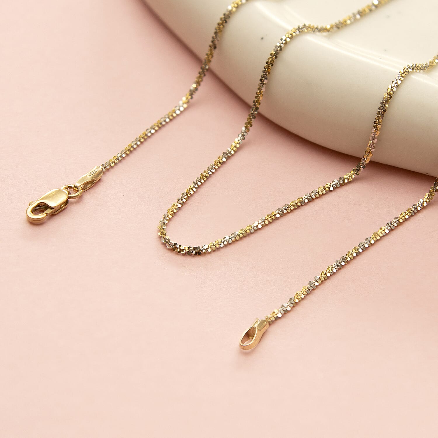9K Two Colour Gold 1.4mm Tocalle Chain 16 Inch 7337195 1