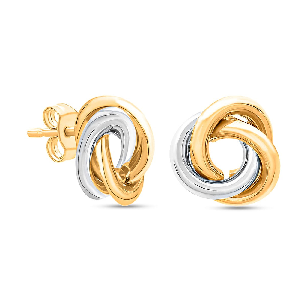 9K Two Colour Gold 10MM Knot Stud Earrings 0.58 grams