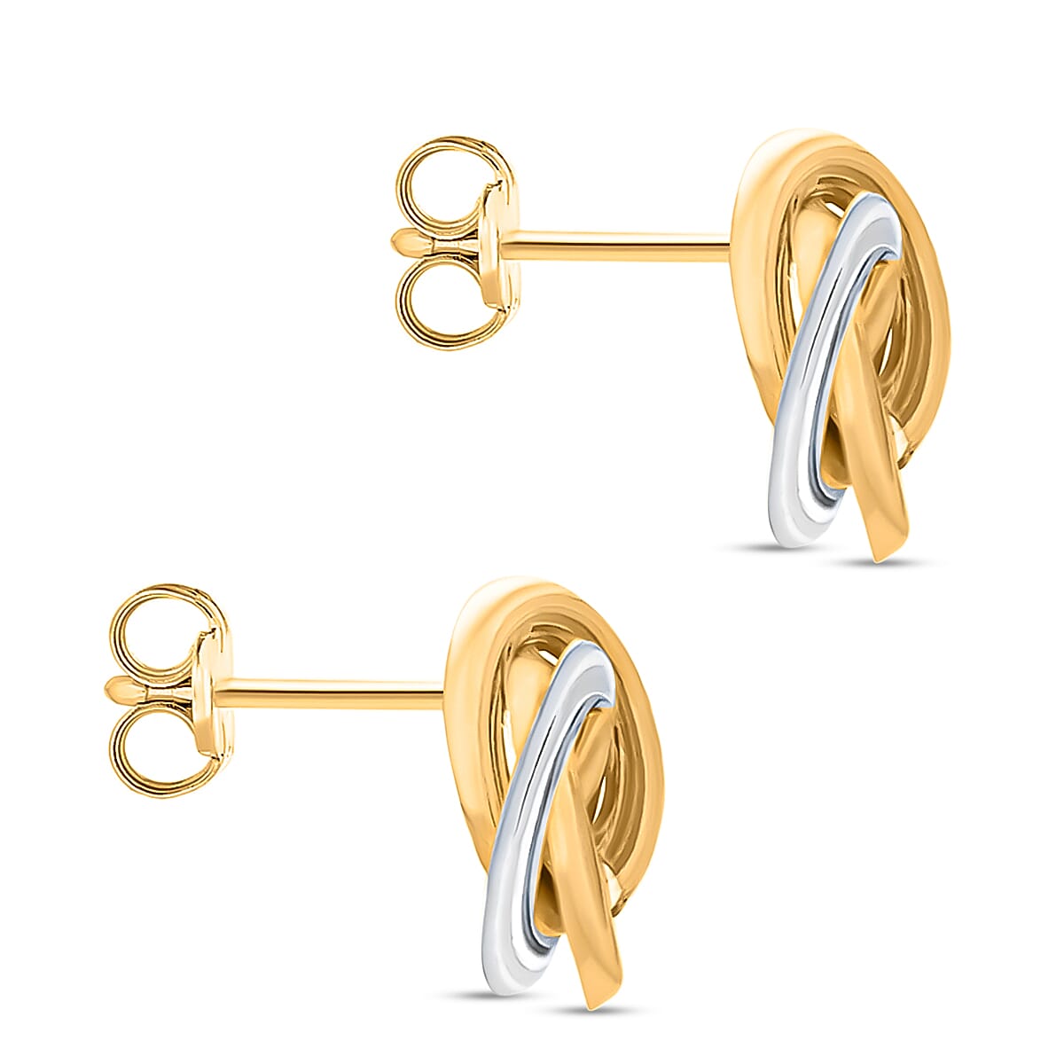 9K Two Colour Gold 10MM Knot Stud Earrings 0.58 grams 6092996 2