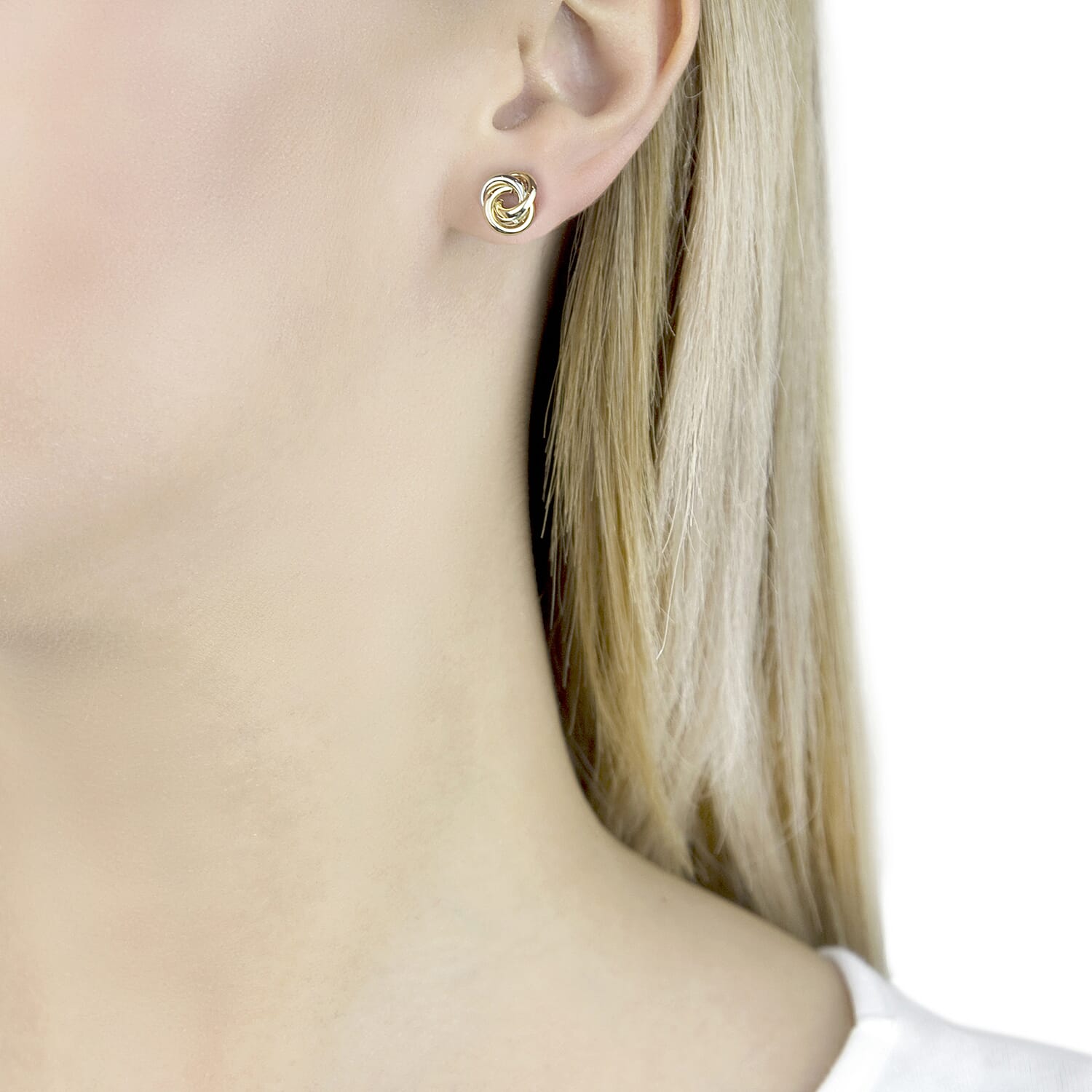 9K Two Colour Gold 10MM Knot Stud Earrings 0.58 grams 6092996 4