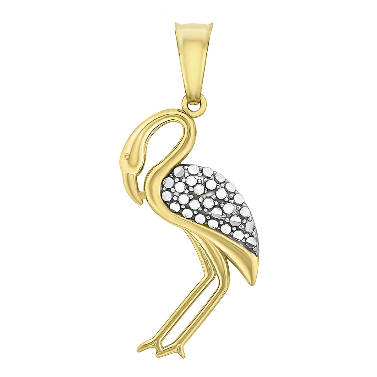 9K Two Colour Gold 12mm X 26mm Flamingo Pendant 7188524 0