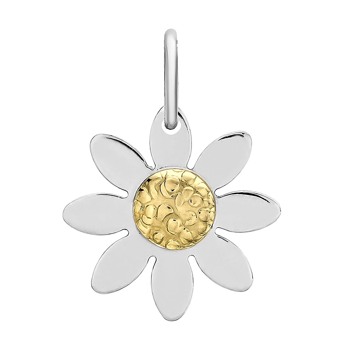 9K Two Colour Gold 13.4mm X 17.8mm Daisy Flower Pendant 7188553 0
