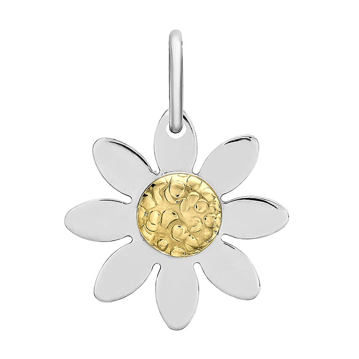 9K Two Colour Gold 13.4mm X 17.8mm Daisy Flower Pendant 7188553 1