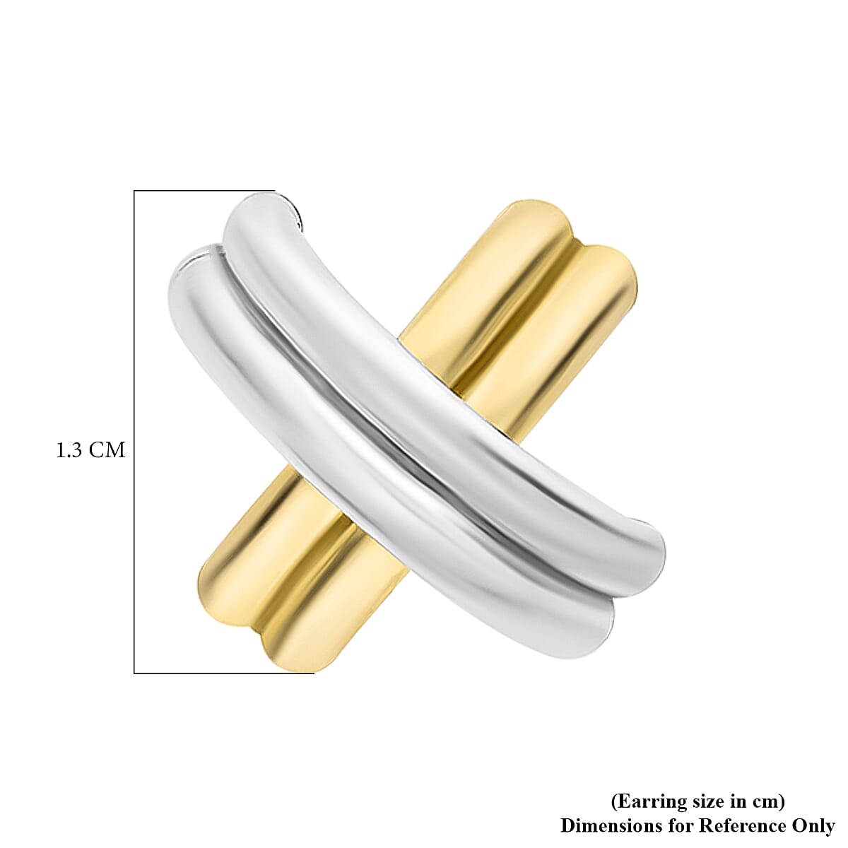 9K Two Colour Gold 13MM X 13MM Crossover Tube Kiss Stud Earrings 1.3 grams 6092999 4