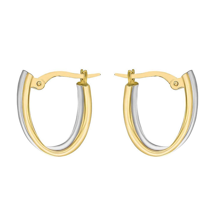 9K Two Colour Gold 13mm X 18mm Huggie Creole Earrings 7190207 2