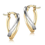 9K Two Colour Gold 14.5mm X 19mm Wave Creole Earrings