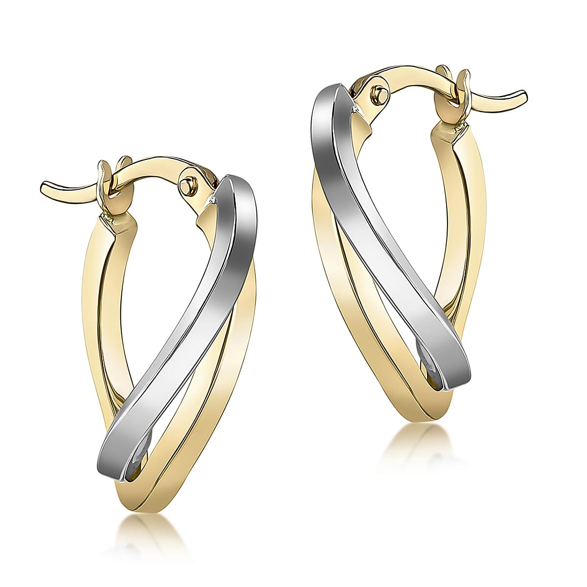 9K Two Colour Gold 14.5mm X 19mm Wave Creole Earrings 7190202 0