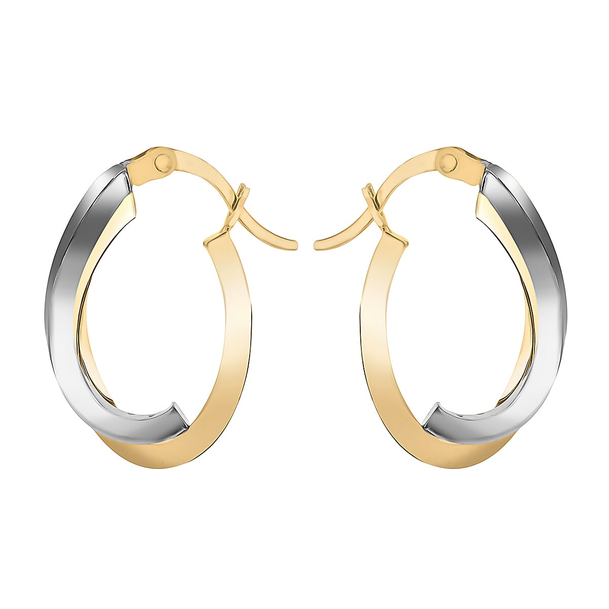 9K Two Colour Gold 14.5mm X 19mm Wave Creole Earrings 7190202 1