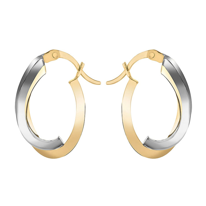 9K Two Colour Gold 14.5mm X 19mm Wave Creole Earrings 7190202 2