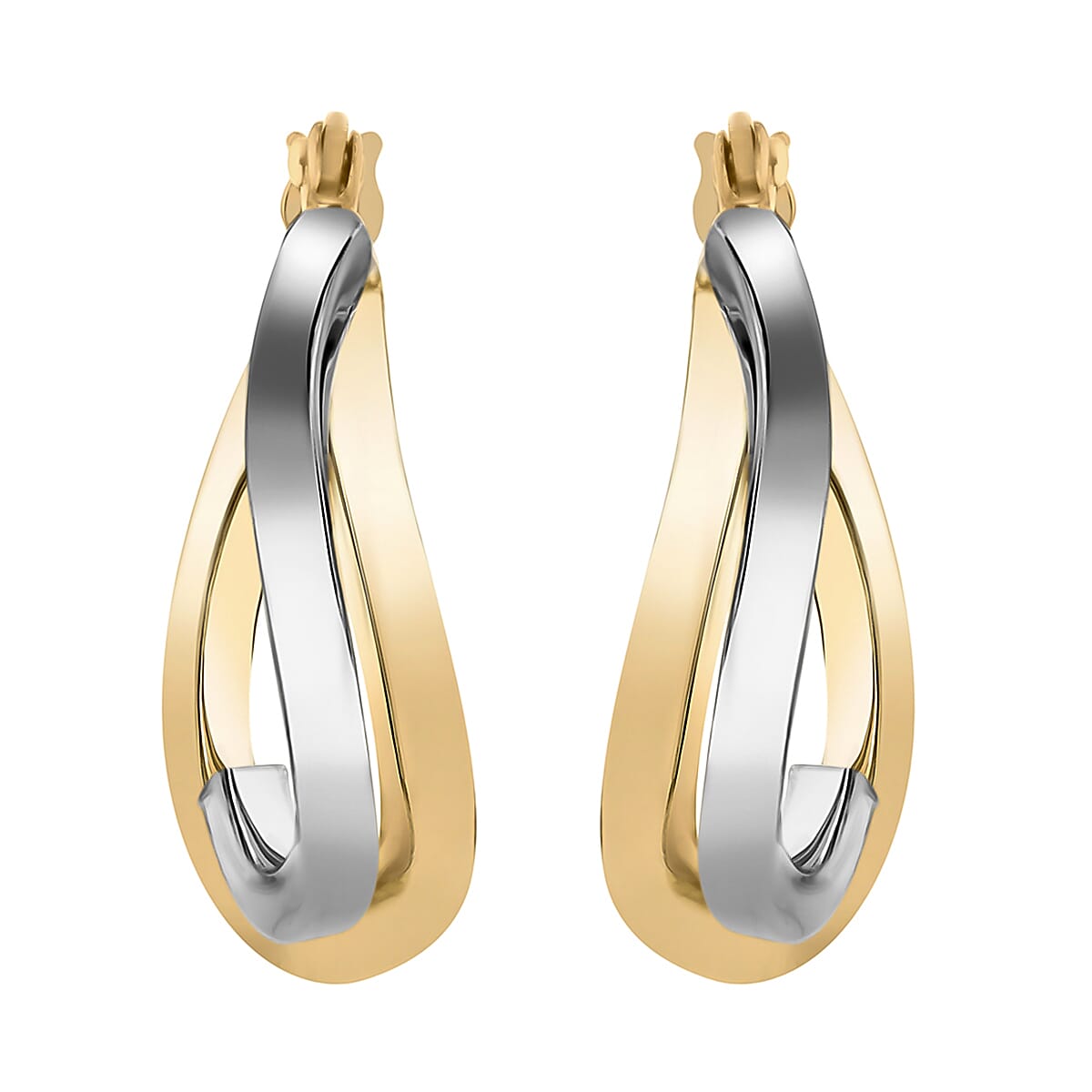 9K Two Colour Gold 14.5mm X 19mm Wave Creole Earrings 7190202 2