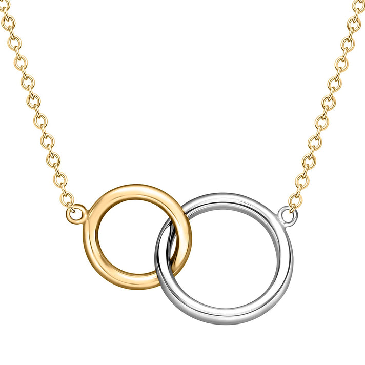 9K Two Colour Gold 14.9MM X 12.7MM And 12MM X 10MM Linked Rings Adjustable Necklace 18 Inch, 2.1 grams 6093114 1