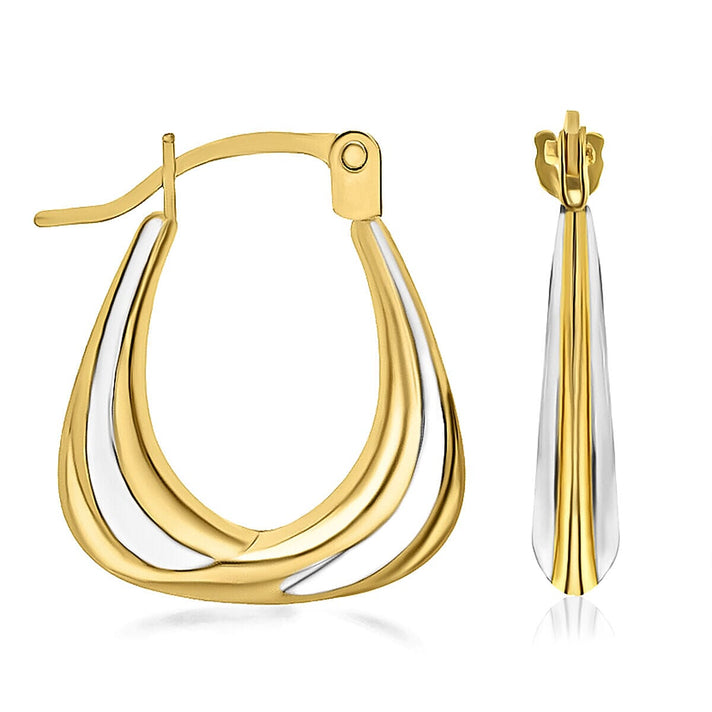 9K Two Colour Gold 14MM X 16MM Creole Earrings 0.49 grams 6092985 1