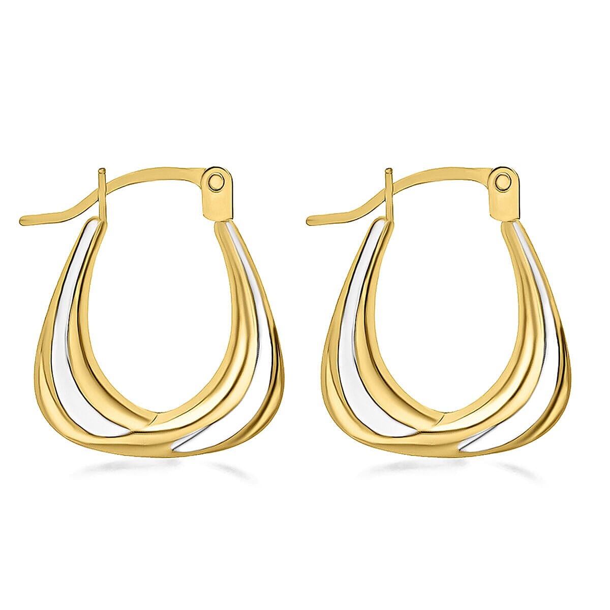 9K Two Colour Gold 14MM X 16MM Creole Earrings 0.49 grams 6092985 3