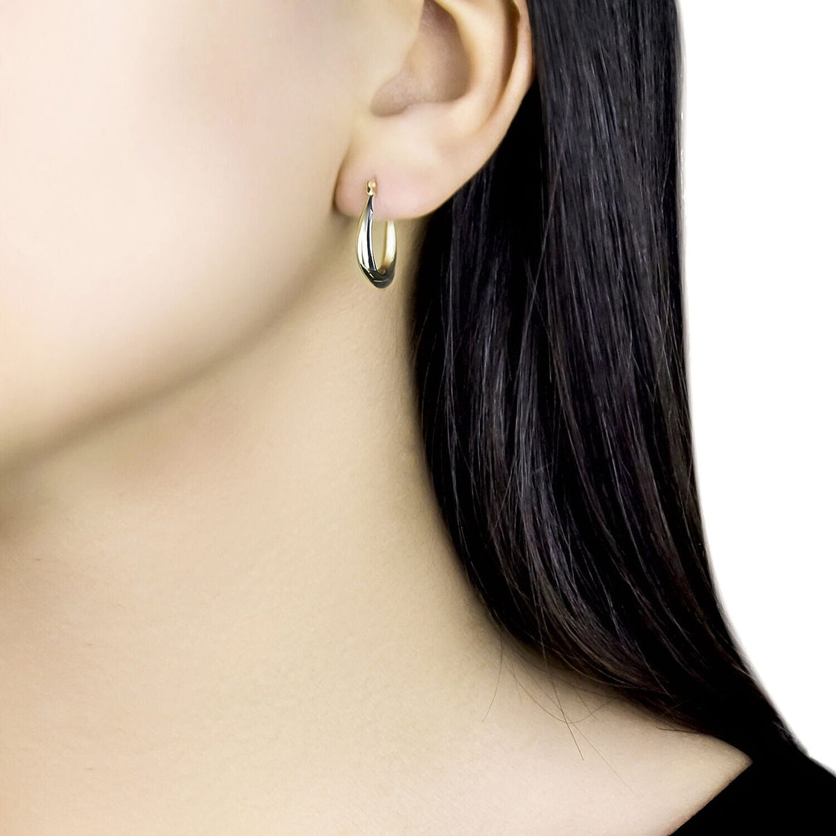 9K Two Colour Gold 14MM X 16MM Creole Earrings 0.49 grams 6092985 6