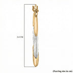 9K Two Colour Gold 15MM X 24MM Patterned Creole Earrings 0.7 grams