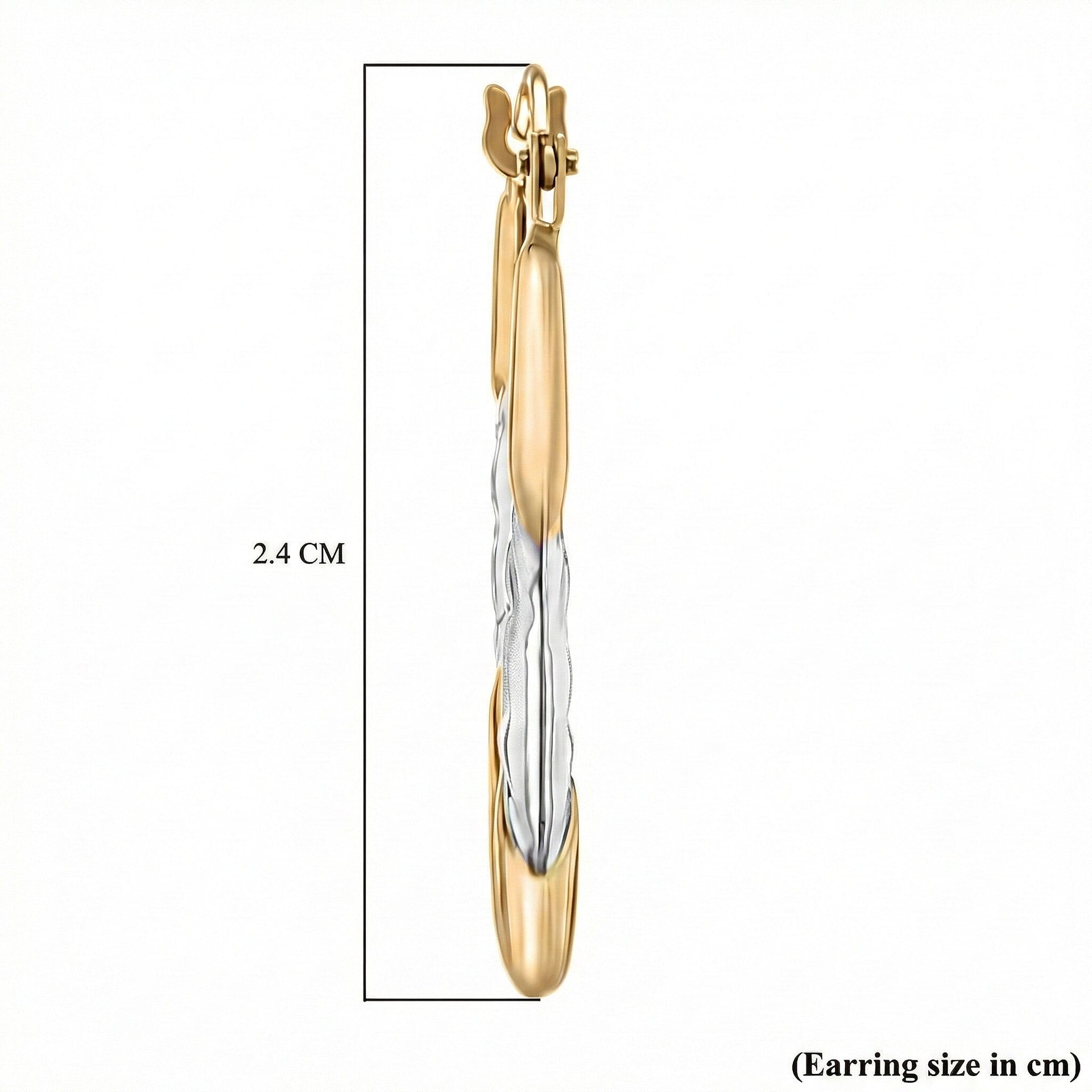 9K Two Colour Gold 15MM X 24MM Patterned Creole Earrings 0.7 grams 6092991 7