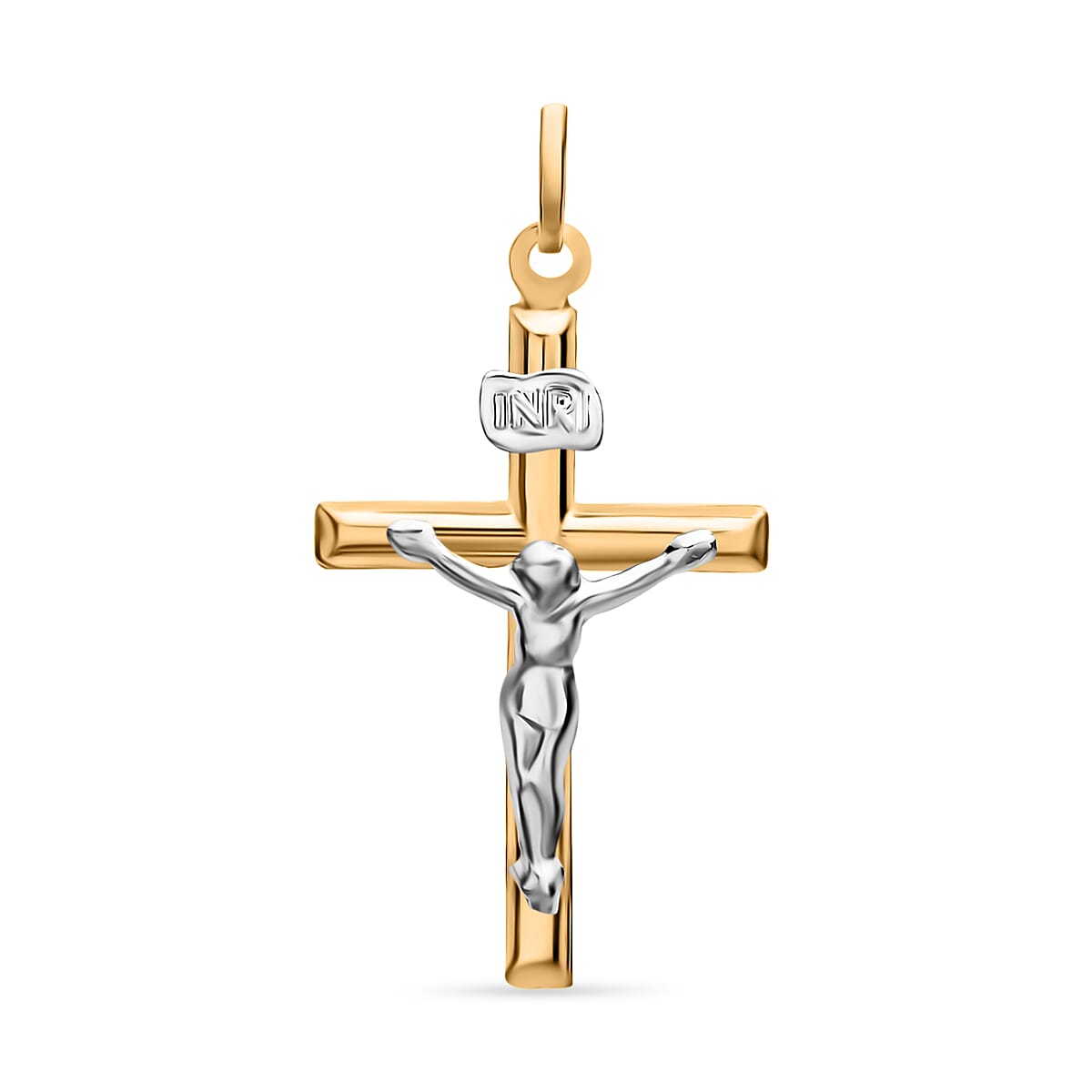 9K Two Colour Gold 15mm X 26mm Crucifix Pendant 7188552 0