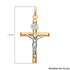 9K Two Colour Gold 15mm X 26mm Crucifix Pendant