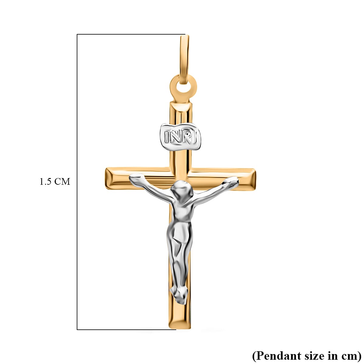 9K Two Colour Gold 15mm X 26mm Crucifix Pendant 7188552 3