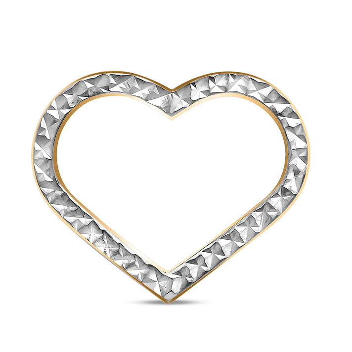 9K Two Colour Gold 16mm X 13mm Diamond Cut Open Heart Pendant 7188519 1