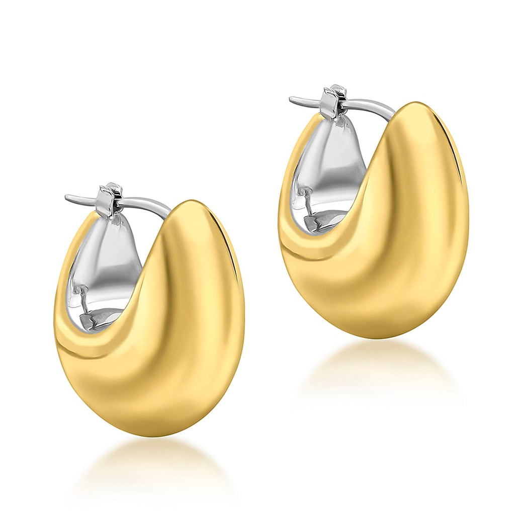 9K Two Colour Gold 17mm X 20mm Electroform Hoop Earrings