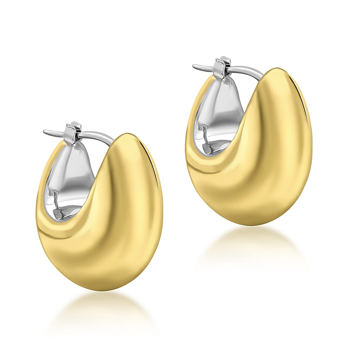 9K Two Colour Gold 17mm X 20mm Electroform Hoop Earrings 7189212 0