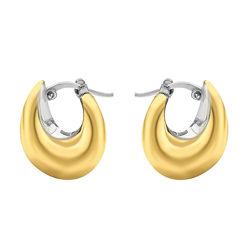 9K Two Colour Gold 17mm X 20mm Electroform Hoop Earrings
